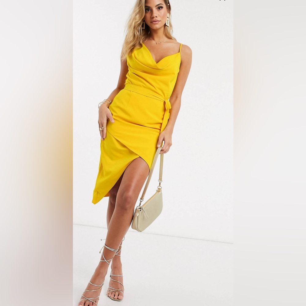 Lavish Alice Cowl neck midi wrap dress